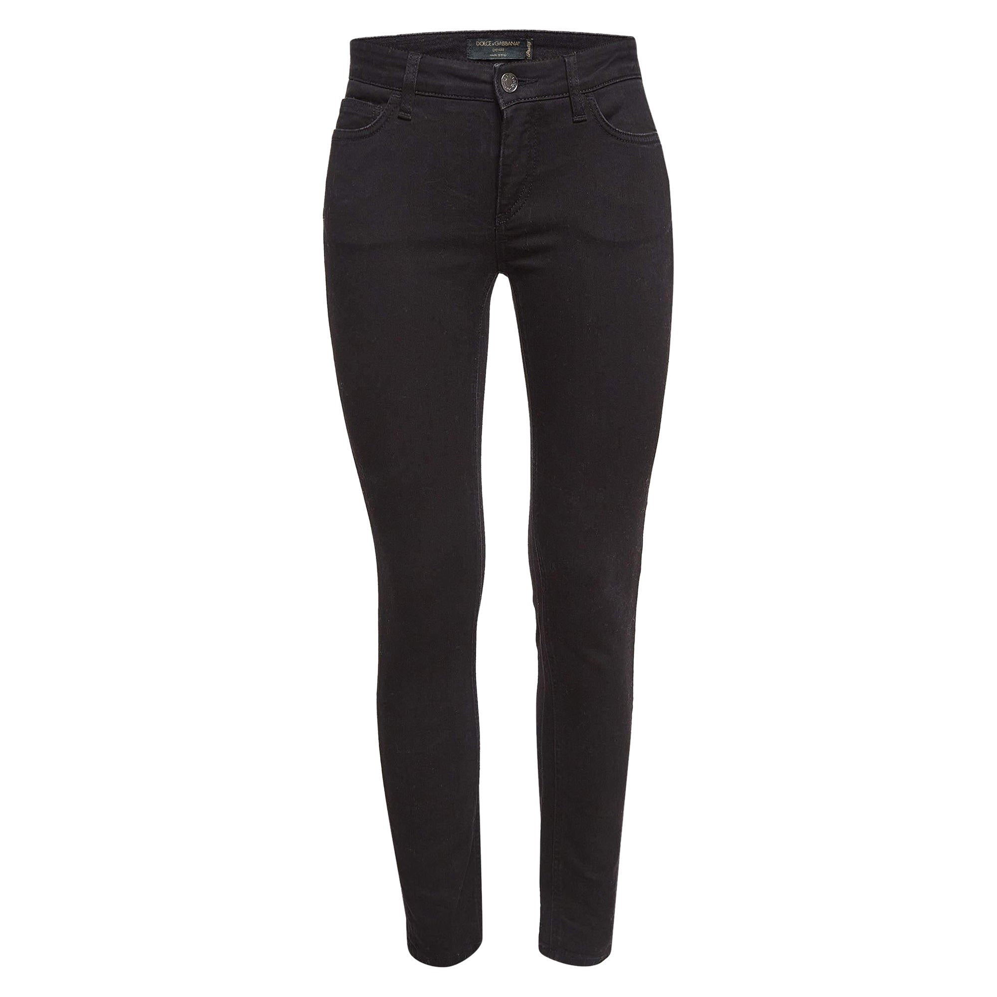 Dolce & Gabbana Denim noir brodé Pretty Jeans S Taille 30"