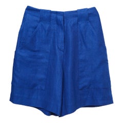 Loro Piana Short taille haute en lin bleu XS