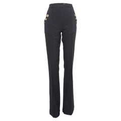 Elisabetta Franchi Black Stretch Crepe Flared Trousers L