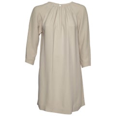 Miu Miu Beige Crepe Gathered Neckline Shift Dress S