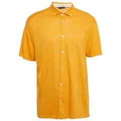 Loro Piana T-Shirt Polo en lin jaune 3XL