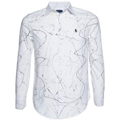 Ralph Lauren White Printed Cotton Buttoned Down Shirt M
