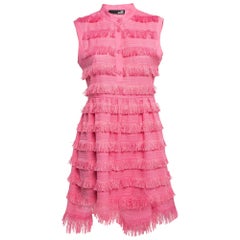 Love Moschino Pink Cotton Fringed Detail Shirt Dress M