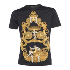 Versace Black Baroque Print Cotton Crew Neck T-Shirt M