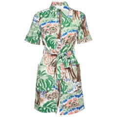 Victoria Beckham Multicolor Printed Cotton Buttoned Front Mini Dress S