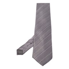 Cravate Lanvin en satin gris imprimé