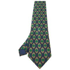 Cravate traditionnelle Lanvin en satin bleu marine imprimé