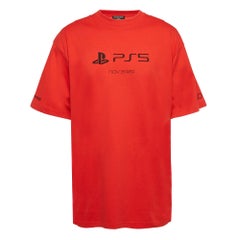 T-shirt boxy en coton imprimé rouge Balenciaga X PS5 L