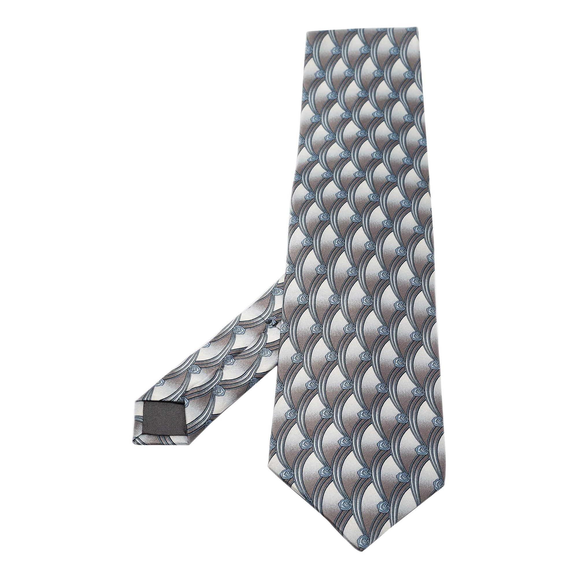 Lanvin Grey Printed Silk Tie