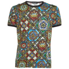 Dolce & Gabbana - Maglietta in maglia di cotone stampata multicolore L