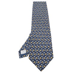 Givenchy Blue Floral Print Silk Traditional Tie