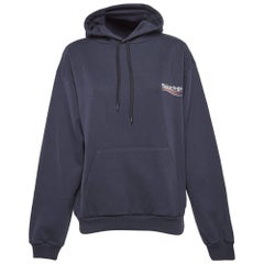 Balenciaga Navy Blue Political Campaign Print Cotton Oversized Hoodie M