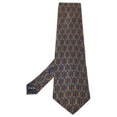 Corbata tradicional de seda satinada estampada azul marino Lanvin