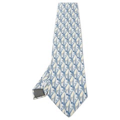 Lanvin Blue Printed Silk Traditional Tie