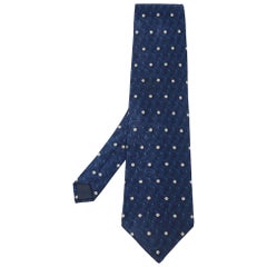 Lanvin Blue Printed Satin Silk Traditional Tie