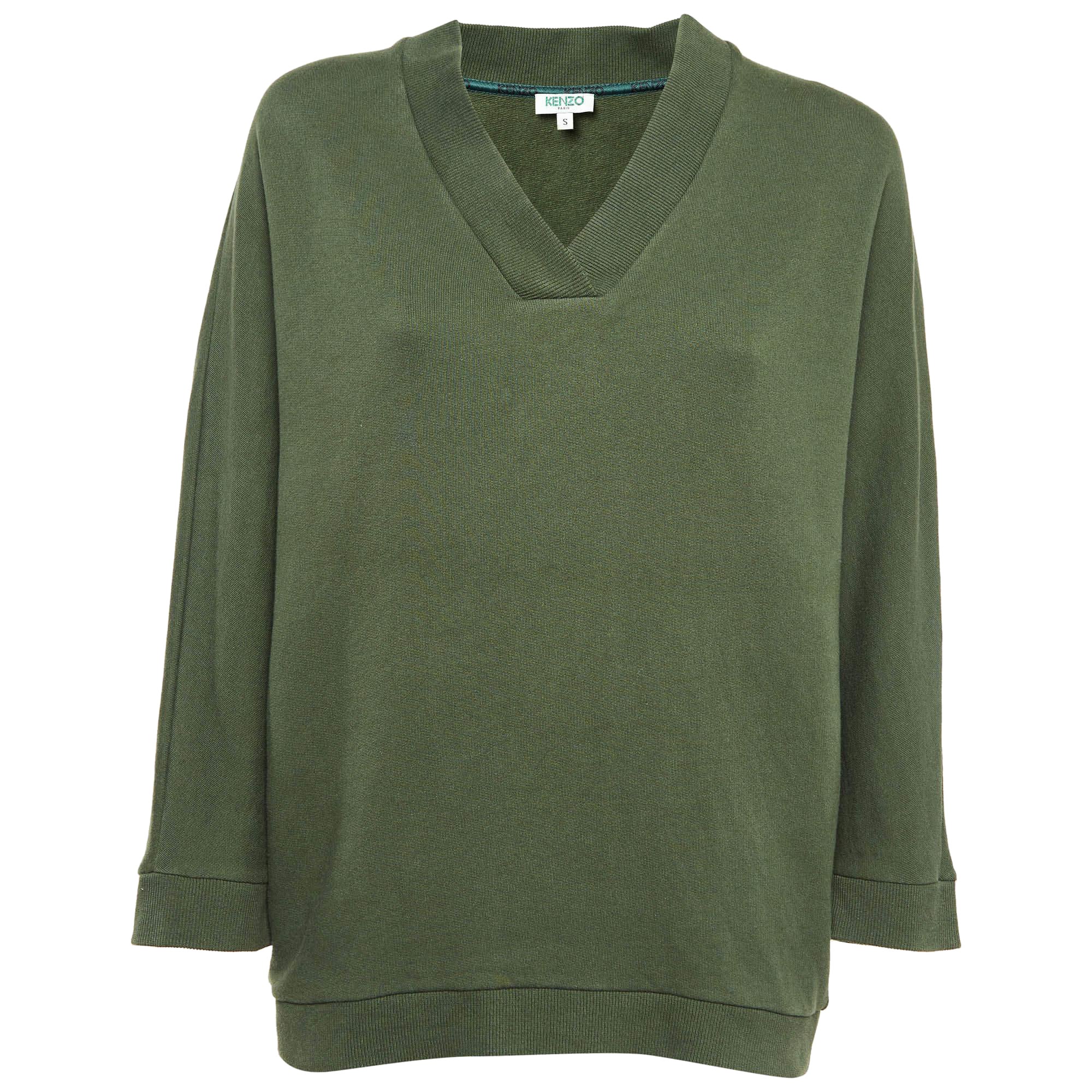 Kenzo - Sweat-shirt imprimé en tricot de coton vert S