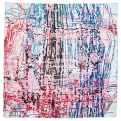 Chanel Multicolor Scribble Print Silk Square Scarf