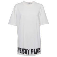 Givenchy - T-shirt col ras du cou imprimé logo en coton blanc M
