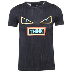 Fendi Schwarzes T-Shirt aus Jersey mit Monsteraugendruck XS