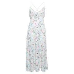 Maje White Printed Jacquard Lace-Up Back Midi Dress S