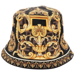 Fendi X Versace Multicolor FF Baroque Print Silk Bucket Hat