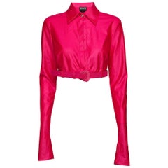 Versace Jeans Couture Rosa Stretch Satin Crop Top M