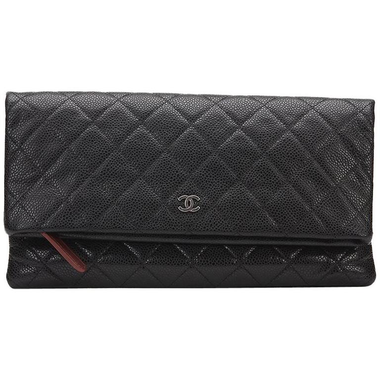 CHANEL CC Cambon Quilted Leather Black Pink Bi-fold Long Wallet