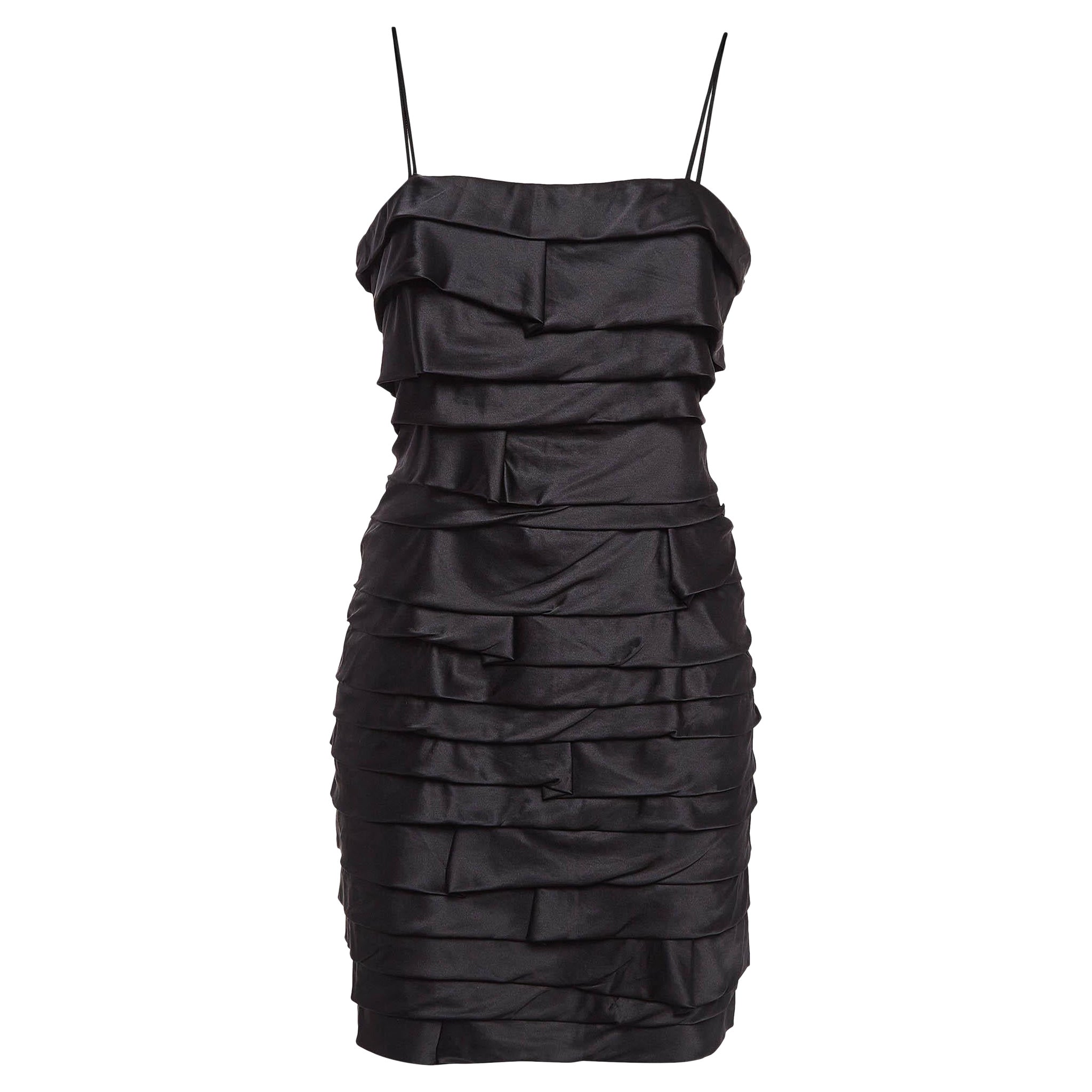 Versace Jeans Couture Mini Dress in raso nero con volant M.