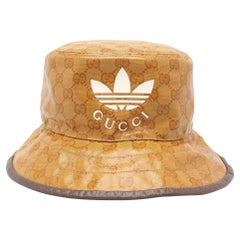 Gucci x Adidas GG Beige/Marrón GG Lienzo Cristal Sombrero Bucket