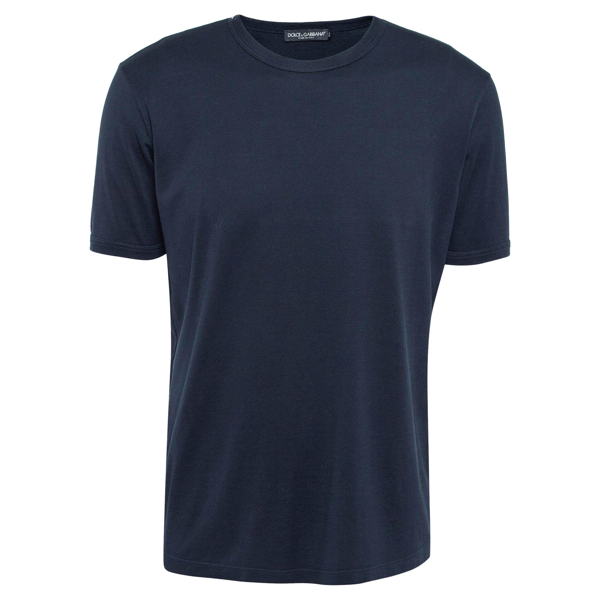 Dolce & Gabbana Navy Blue Cotton Jersey Crew Neck T-Shirt XXL For Sale