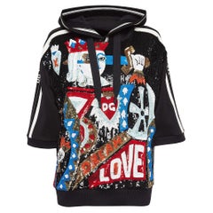 Dolce & Gabbana Black Sequin Cotton Knit Hoodie M