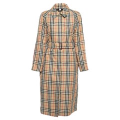 Burberry Beige Kempton Check Synthetic Trench Coat S