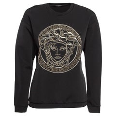 Versace Black Medussa Embroidered Stretch Knit Sweatshirt M