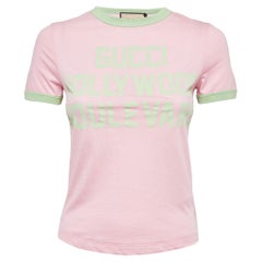 Gucci Sugar Pink Printed Cotton Knit T-Shirt XXS