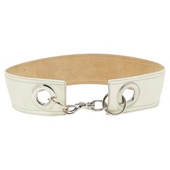 Miu Miu Off White Leather Buckle Waist Belt 85CM