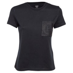 Hermes Black Cotton Embroidered Pocket Detailed T-Shirt S