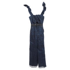 Self-Portrait Navy Blue Guipure Lace Jumpsuit S