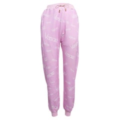 Versace Pink Monogram Print Cotton Jogger Pants S