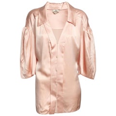 Fendi Beige Silk Satin Button Front Top S