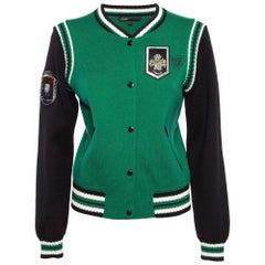 Maje Giacca Bomber Verde/Nero con bottoni in maglia impreziositi M. I.