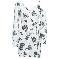 Self-Portrait Robe courte asymétrique à sequins floraux blancs M