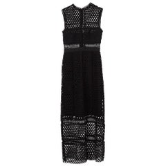 Self-Portrait Black Guipure Lace Sleeveless Midi Dress S