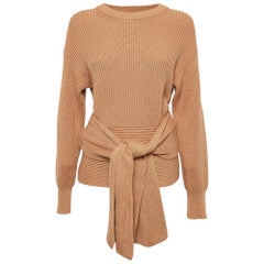 Joseph Jersey de punto de canalé marrón con detalle de lazo S