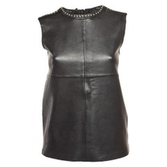 Maje - Top sans manches en jersey et cuir clouté - Noir S