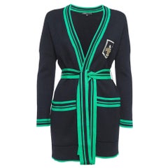 Maje Black Embellished Applique Belted Cardigan M