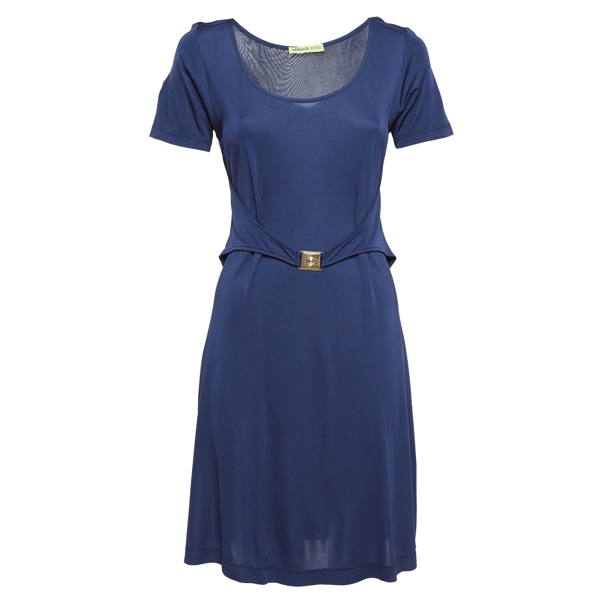 Versace Jeans Mini Vestido de Jersey Azul Marino M en venta