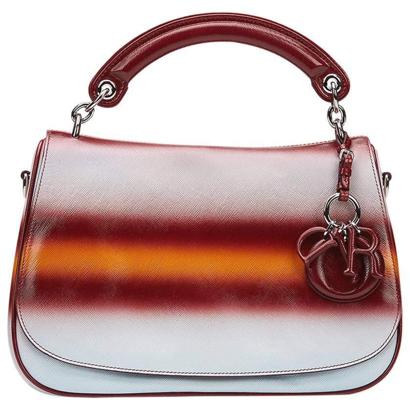 2010s Christian Dior Maroon, Mustard & Blue Gradient Grained Calfskin Dune Bag