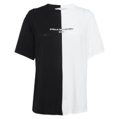Stella McCartney Schwarzes /Weißes T-Shirt aus Jersey-Baumwoll mit Logodruck S