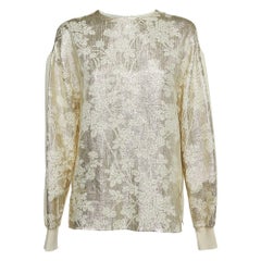 Stella McCartney Cream/Gold Brocade Full Sleeves Jumper Top M