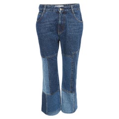 Chloe Blue Patchwork Denim High-Rise Cropped Jeans L Waist 30"
